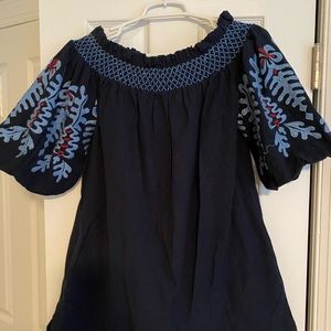 Zara Embroidered Puff Sleeve Dress